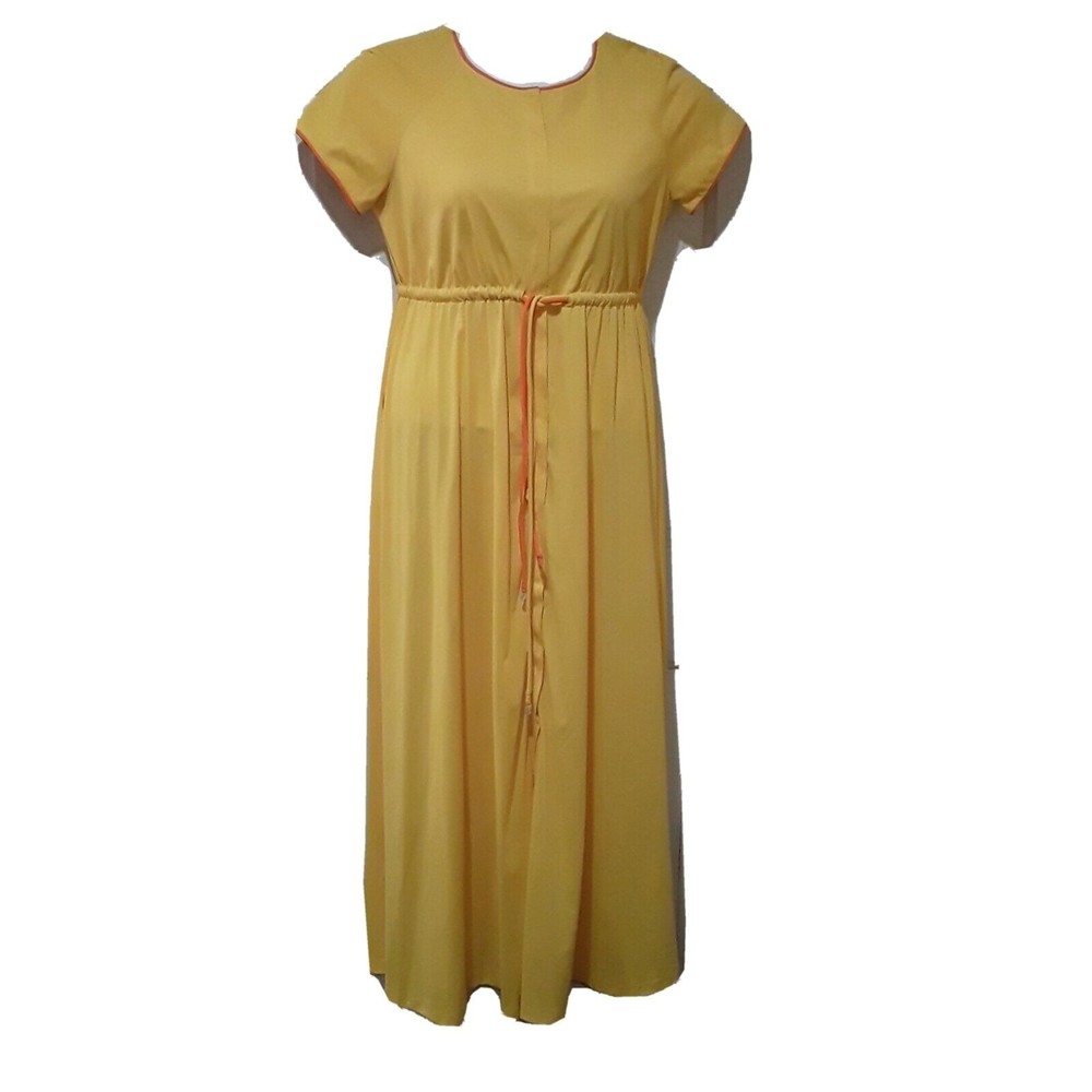 Vintage Vanity Fair Maxi House Dress Womens S Drawstring Waist Mid Century 50s